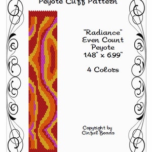 Peyote Bracelet Pattern, Flame Swirls using Miyuki 11/0 Delica beads