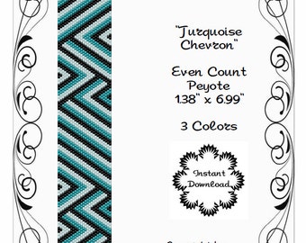 Peyote Bracelet Pattern, Chevron Design using Miyuki 11/0 Delica beads