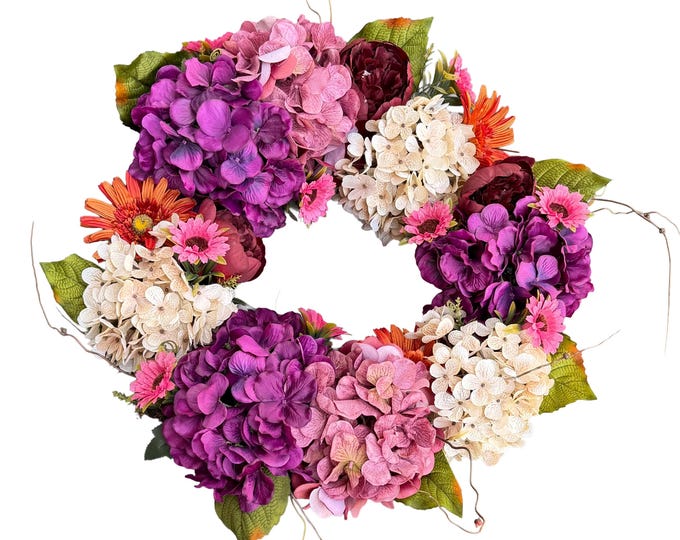 Grapevine Wreath with Hydrangeas
