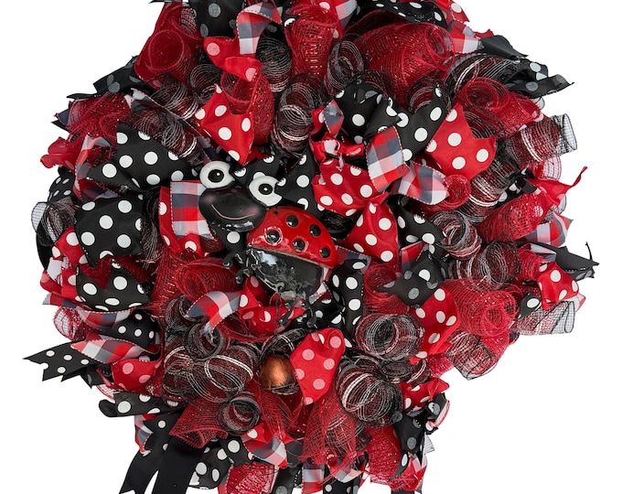 Front door Wreath Bumble Bee, Lady Bug