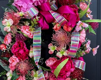 Oval Hydrangea Wreath: Summer Fall Front Door Decor
