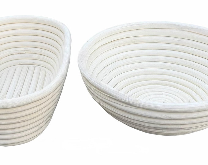 Banneton Bread Proofing Basket Sourdough Baking Set Oval 2‑Pack with Cloth Liners, Natural Handmade Baskets for Artisan Bread baking