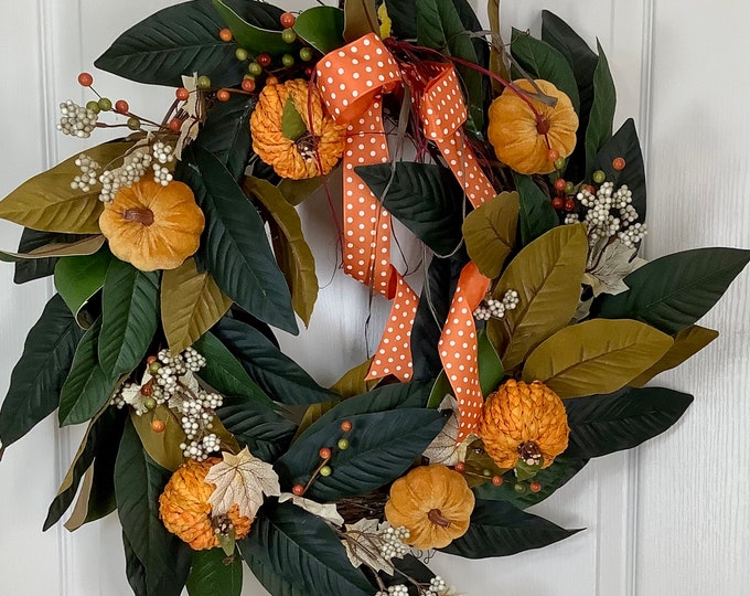 Fall Wreath, Pumpkin Wreath, Autumn Wreath, Farm House Wreath.