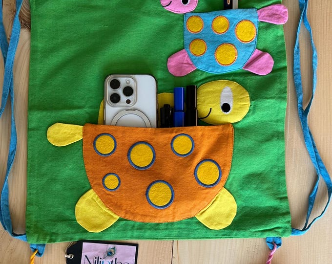 Turtle Drawstring Bag, Gym Bag,