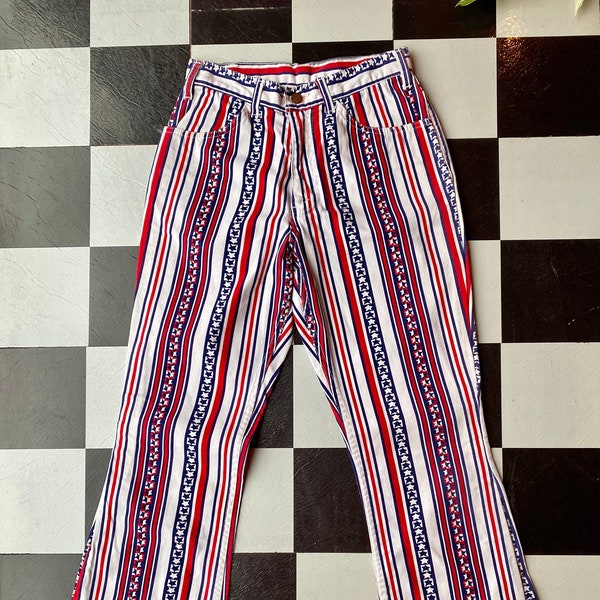 Rare 1970s Levi's Red White and Blue Star Striped Pants | 26" x 29.5"