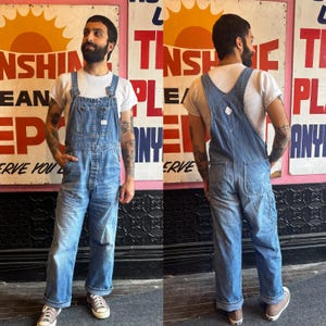 1960s JC Penny Big Mac Square Bak Union Made Denim Overalls | Men&#39;s M/Women&#39;s L