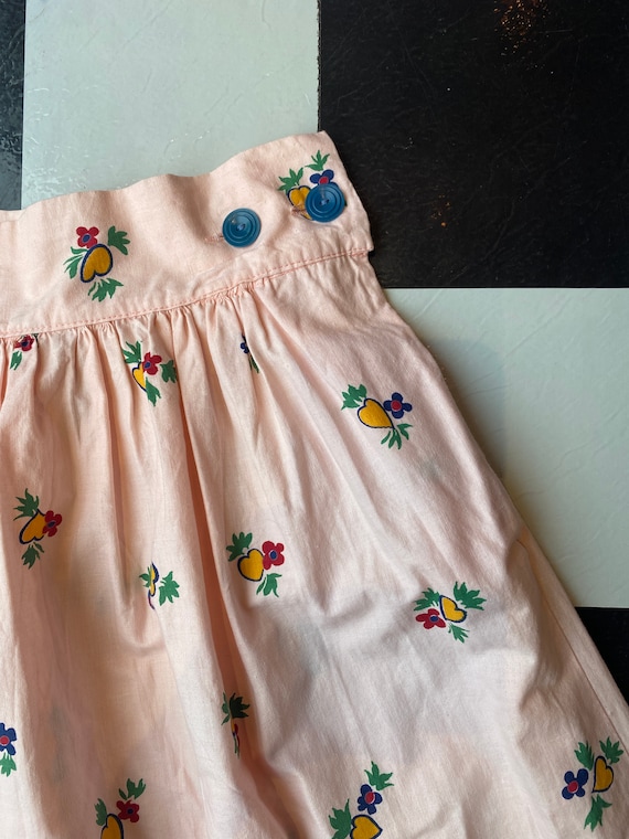 Late 1940s Pink Novelty Printed Cotton Skirt | Wa… - image 8