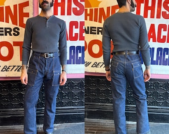 1970s Levi's Big E Orange Tab Raw Indigo Denim Bush Pants | 34" x 31.5"