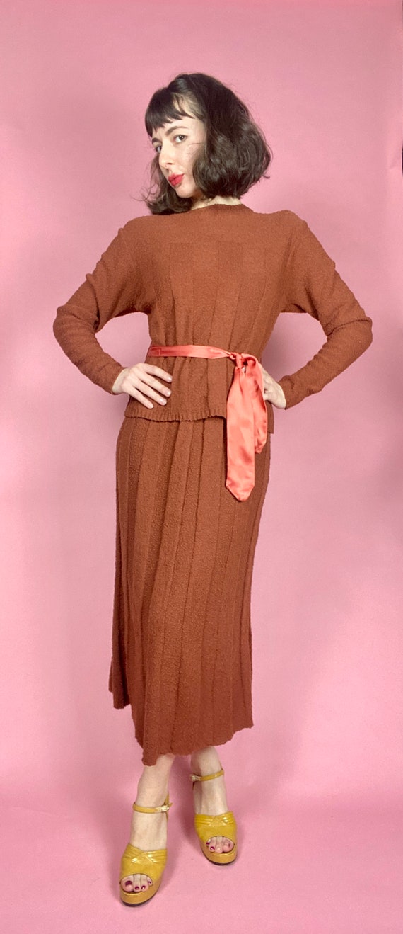 1940s Brittany Club Two Piece Terracotta Knit Set… - image 4