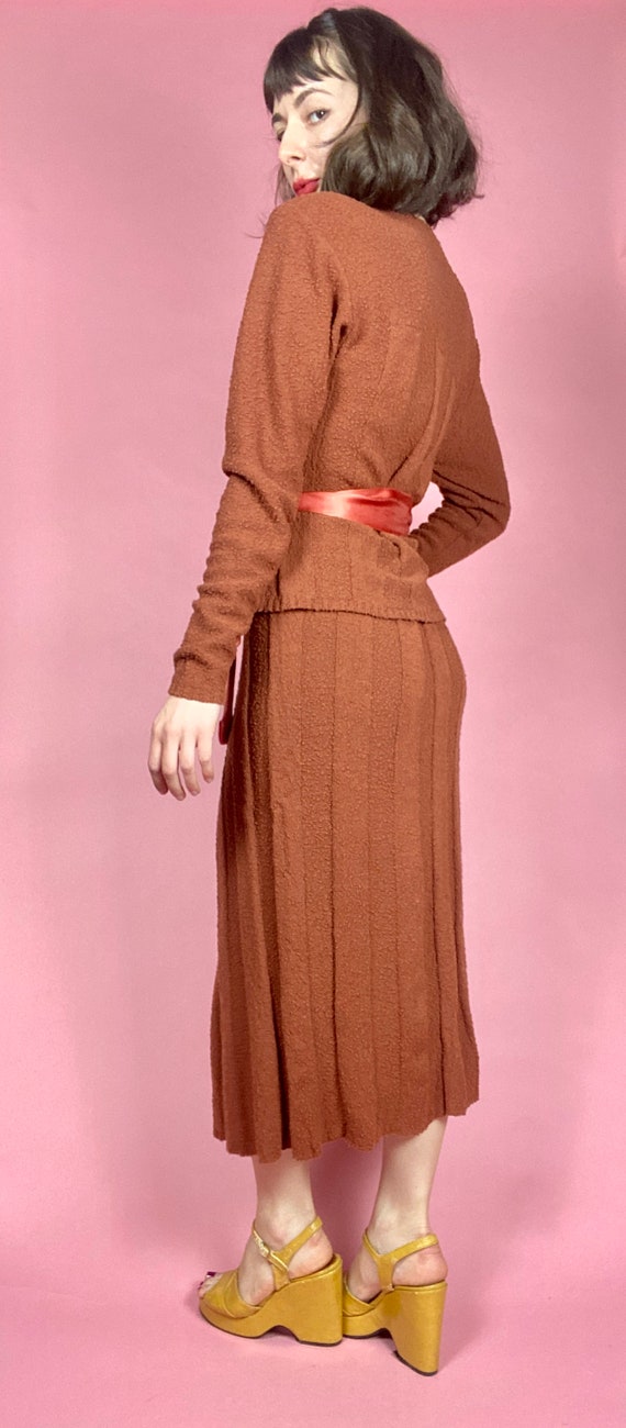 1940s Brittany Club Two Piece Terracotta Knit Set… - image 5