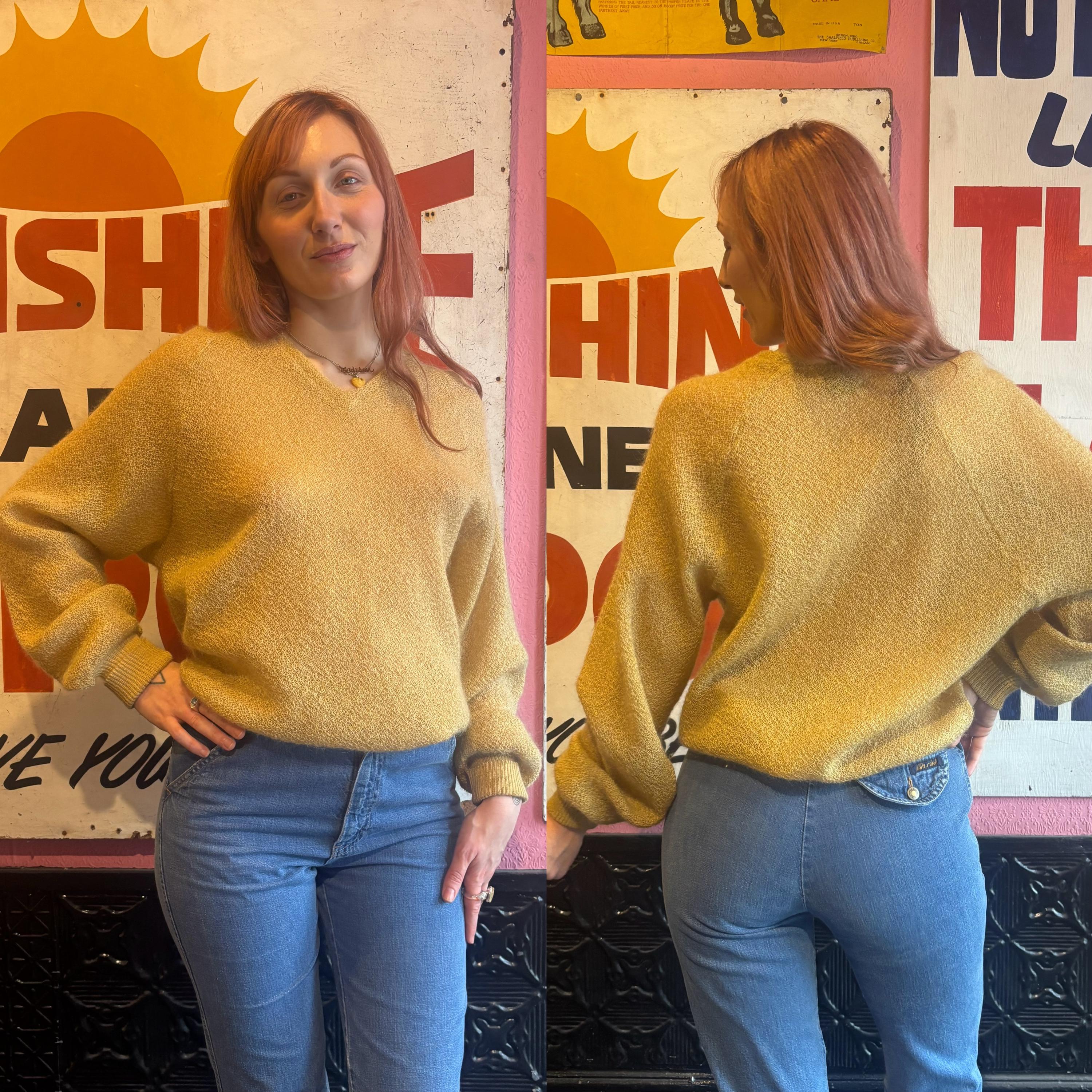 1960s Mohair Wool Blend Loose Knit V-neck Pullover | Size Large - Etsy