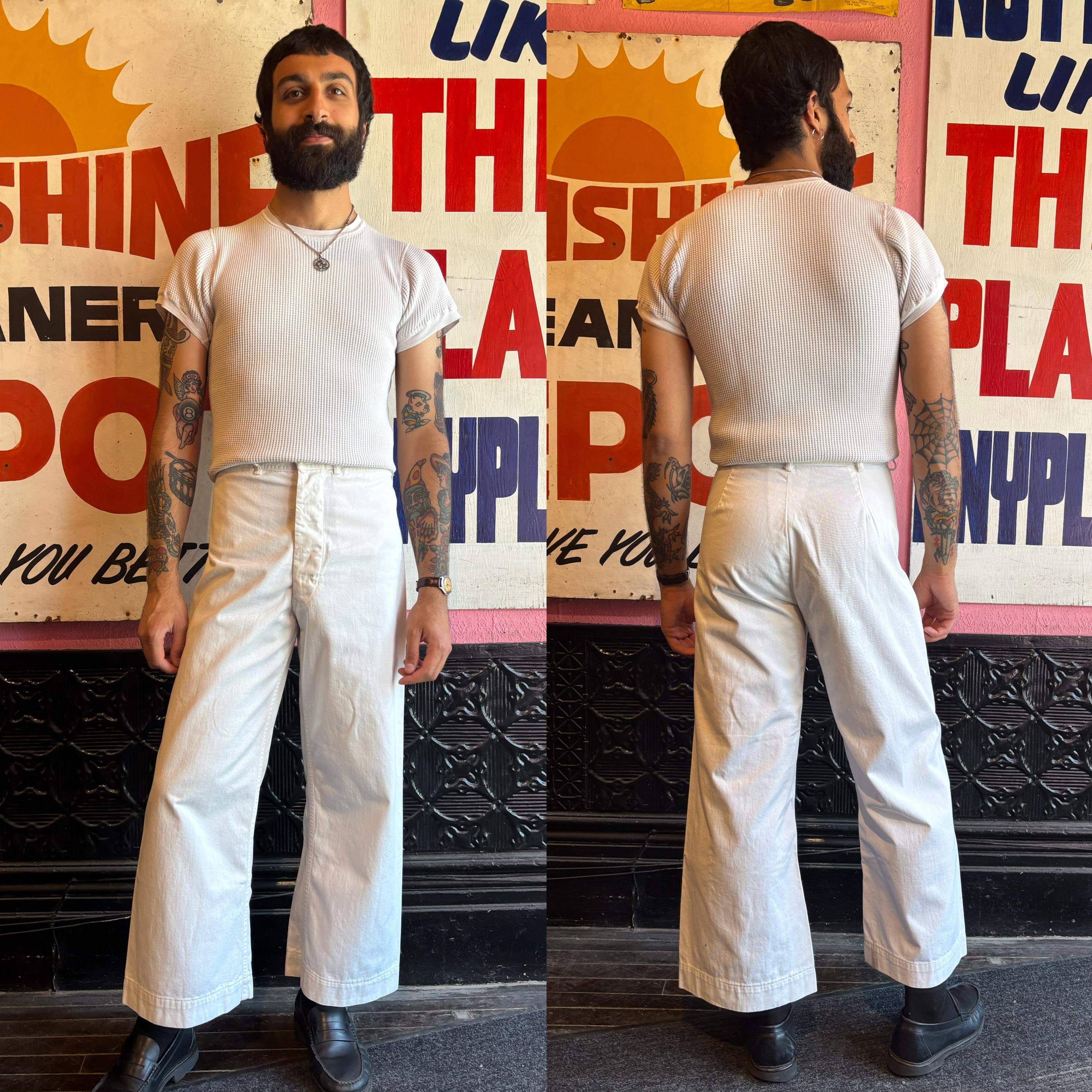 1960s USN White Sailor Wide Leg Pants | 29 1960s USN White Sailor Wide Leg Pants | 29