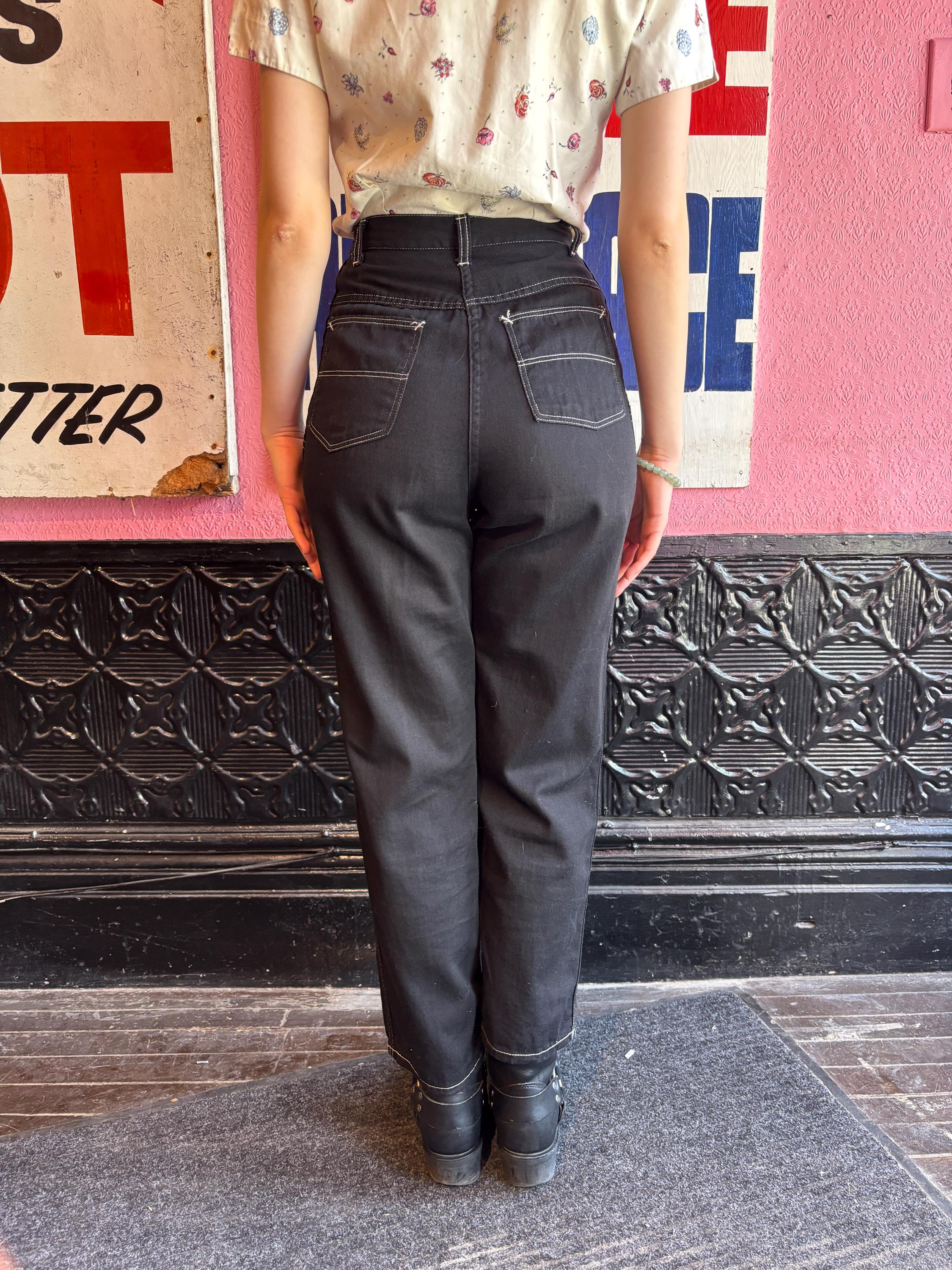 1950s Black Side Zip Rockabilly Jeans | Waist Size 22