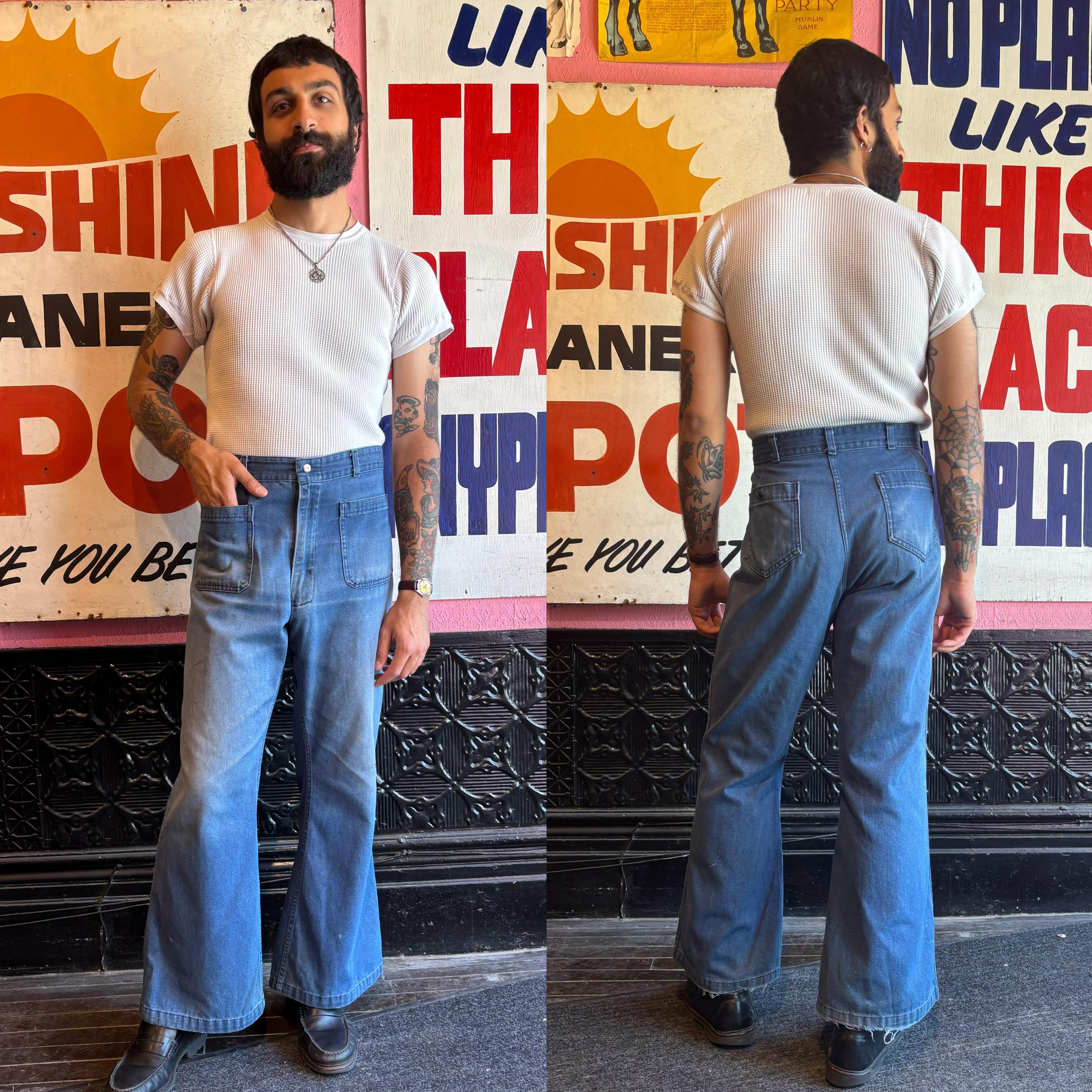 1970s Seafarer Dungaree Sailor Jeans | 35