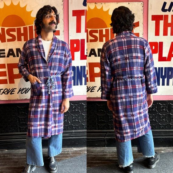 1930s/1940s Genuine Beacon Plaid Robe | Fits Size Lar… - Gem