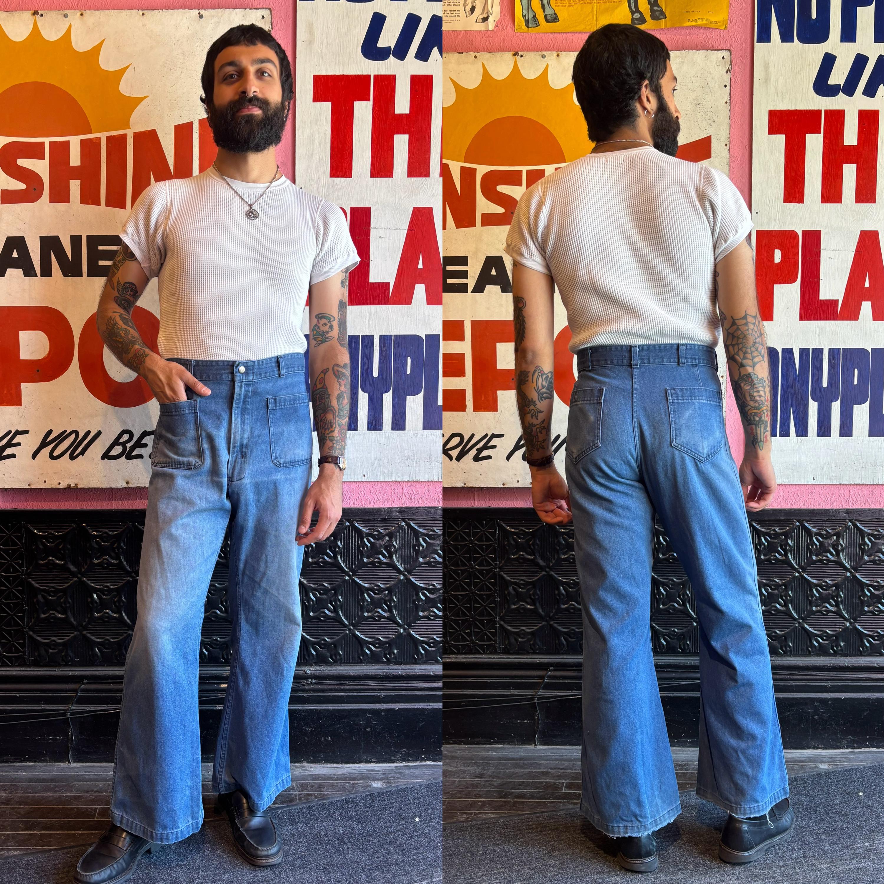 1970s Seafarer Dungaree Sailor Jeans | 35