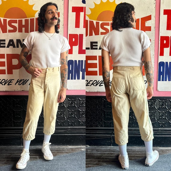 1940s/1950s Cream Wool Cropped Baseball Pants | 31 1940s/1950s Cream Wool Cropped Baseball Pants | 31