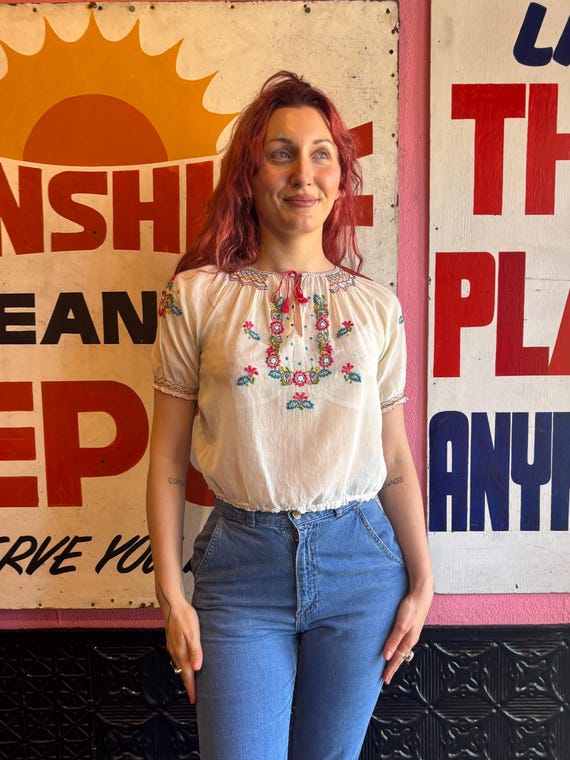 1930s Hand Embroidered Hungarian Peasant Blouse |… - image 3