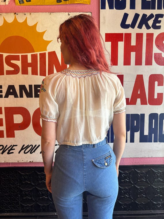 1930s Hand Embroidered Hungarian Peasant Blouse |… - image 6