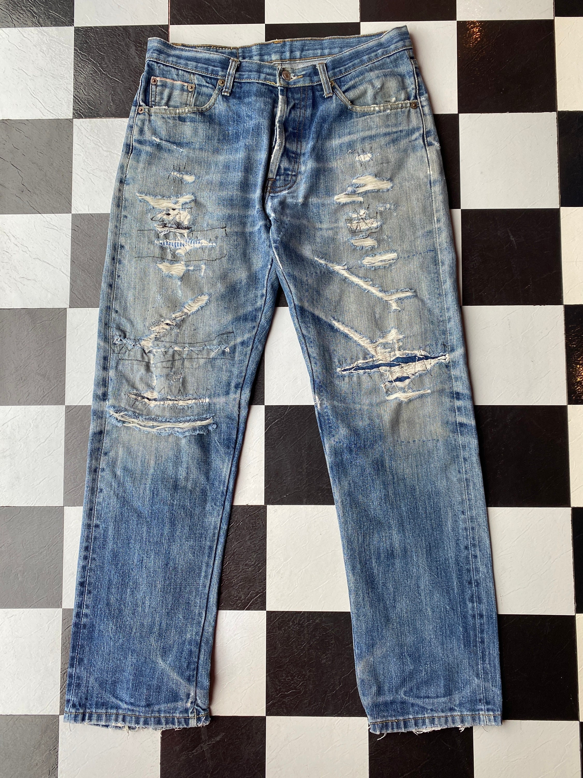 1970 Big E Levi's 501xx Patched and Repaired Jeans | 33 1970 Big E Levi's 501xx Patched and Repaired Jeans | 33