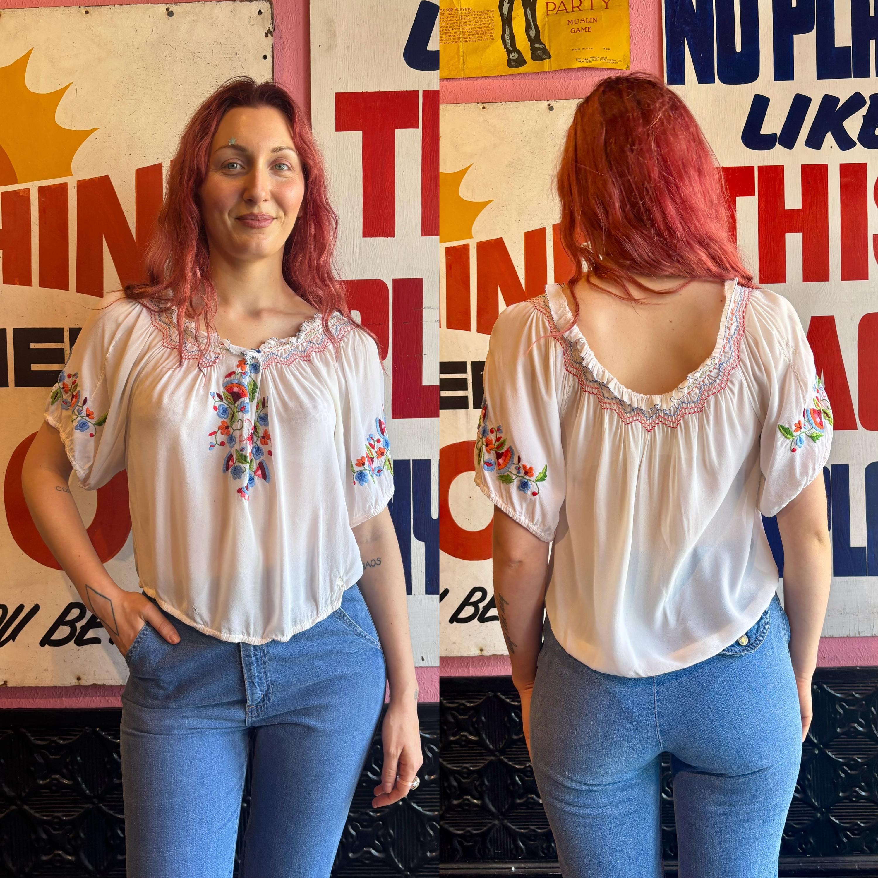 Vintage 70s Deadstock NWT Boho Peasant Blouse by Zodiac