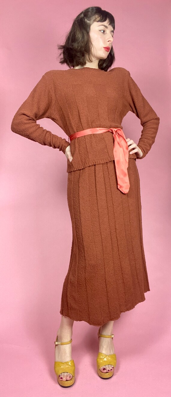 1940s Brittany Club Two Piece Terracotta Knit Set… - image 6