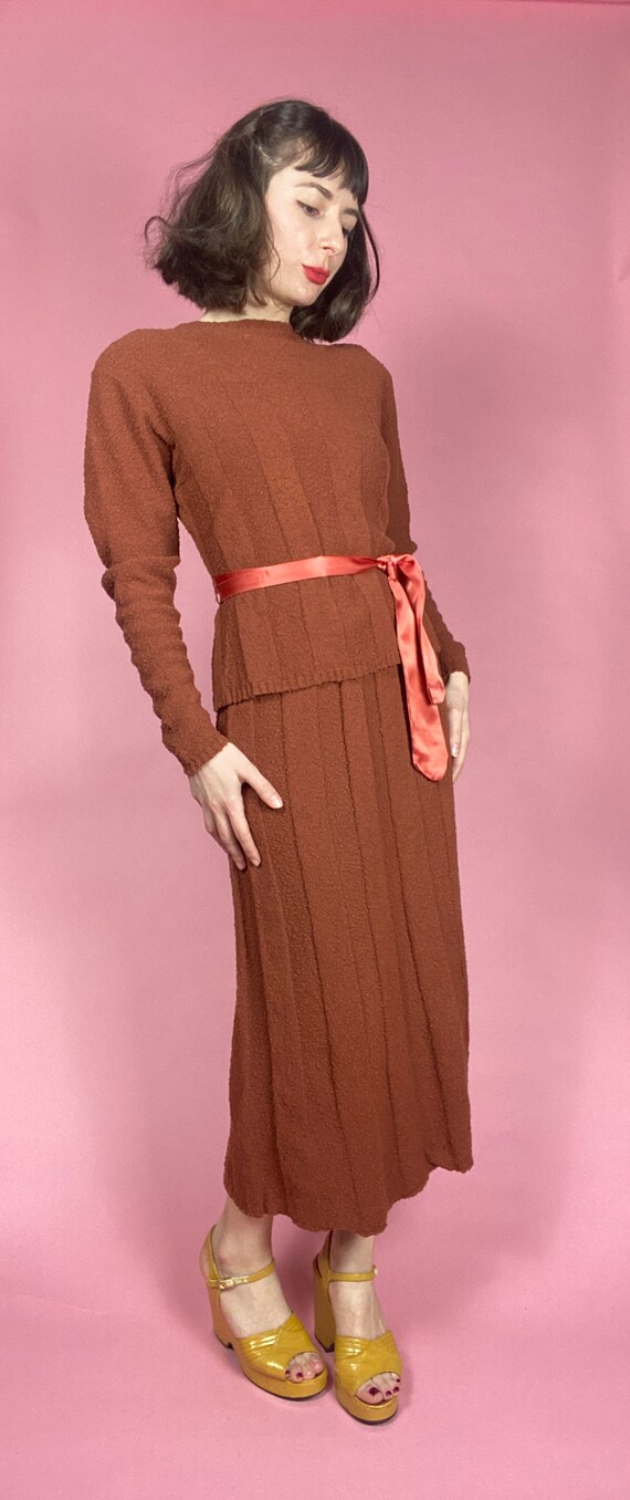 1940s Brittany Club Two Piece Terracotta Knit Set… - image 2