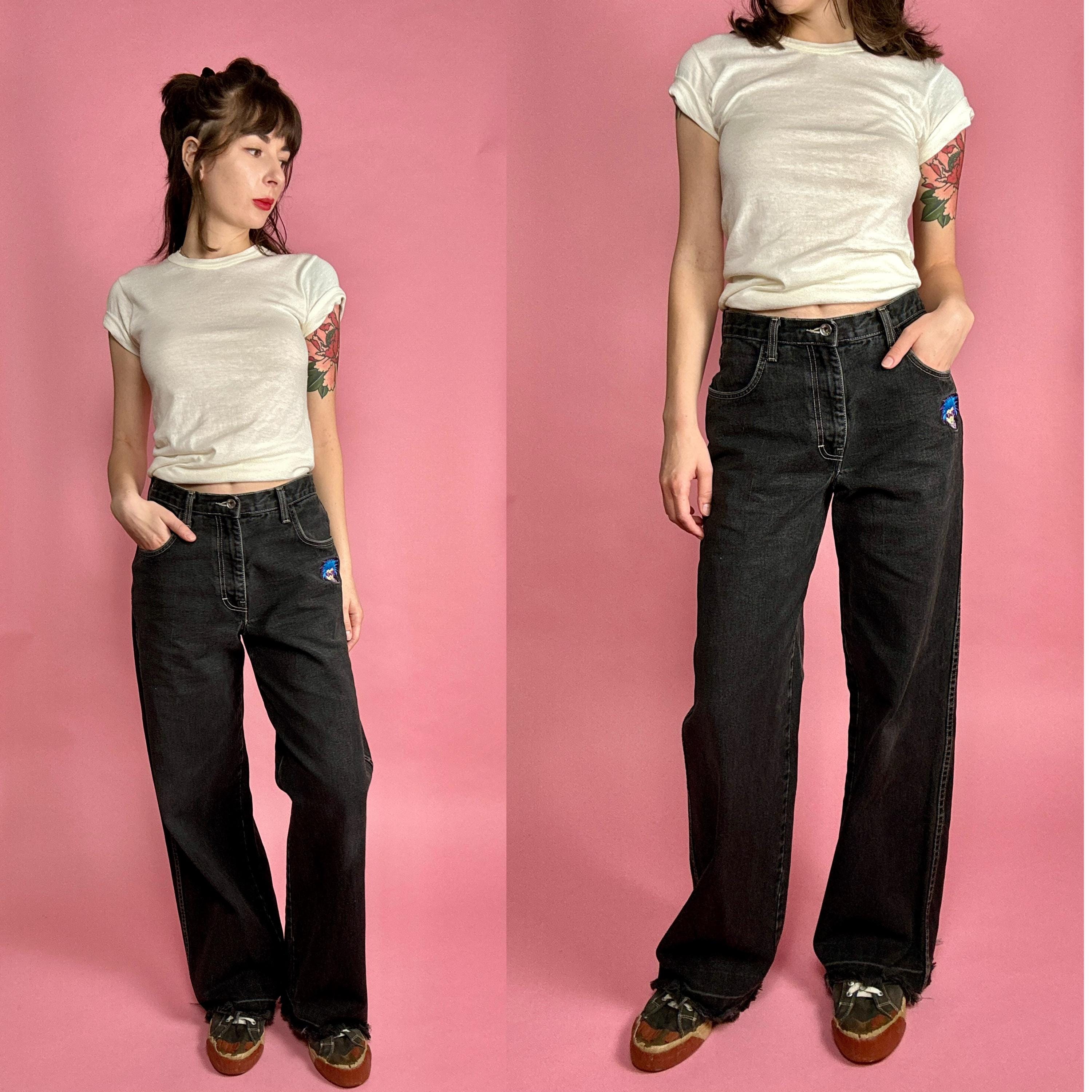 NWT JNCO Vintage 90s Y2K Baggy Black Denim Jeans SPELLOUT