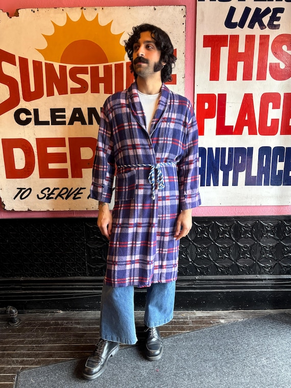 1930s/1940s Genuine Beacon Plaid Robe | Fits Size Lar… - Gem