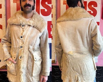 1970s British Fur Lined M1909 Livpäls Style Shearling Parka Coat | Size Large