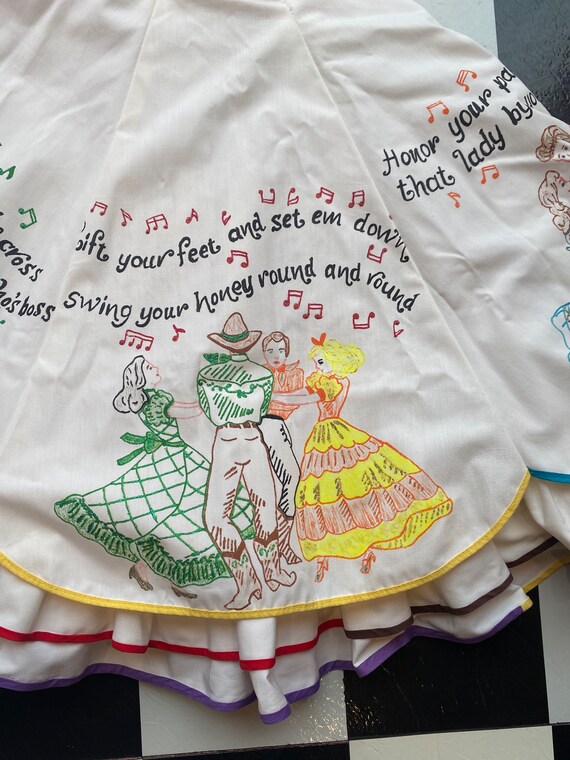 1970s does 1950s Hand Painted Square Dancing Skir… - image 8