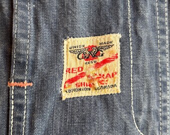 Rare Late 1950s/early 1960s GWG Red Strap Denim Overalls | 37