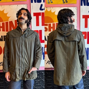 Barbour Durham Dark Green Waxed Cotton Jacket | Size Large