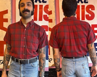 1950s/1960s Frontier Wools Red Plaid Wool Shirt | Size Small to Medium