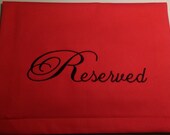 Fabric Reserved Sign, auditorium, church, venue, theater, chair, pew, social distancing, wedding pew sign 3-10 LETTERS ONLY