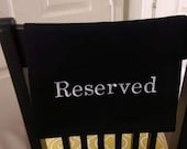 Fabric Reserved Sign for auditorium, church, venue, theater, chair, pew, social distancing, funeral