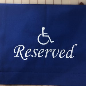 handicap sign, handicap logo, chair marker, fabric sash, usher, church, reception, ceremony, funeral, event 11-20 LETTERS ONLY!