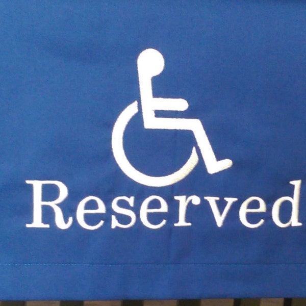 Reserved sign, handicap, ADA, handicap logo,  traditional logo, fabric handicap sign, pew sign, chair sash, pew marker, chair scarf