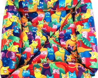 Square Whimsical Kitties Cat Bed 12"x12" with 3" Inch Sides