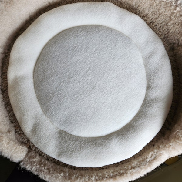 Cat Tree Perch Cushion, Bed, White Fleece 14” Diameter