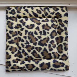 Cat Tree Cushion, Bed, Mat Fleece Brown and Black Animal Print 12&quot; Square