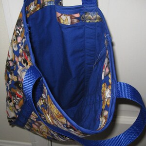 Market Tote Bag Royal Blue with Cats image 2