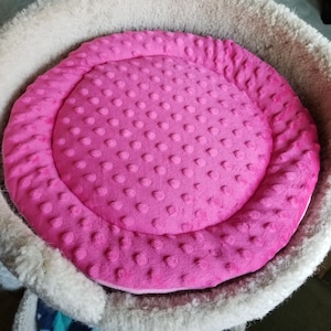 Cat Tree Cushion, Bed, Mat Rose Pink Minky Fleece 14” Diameter
