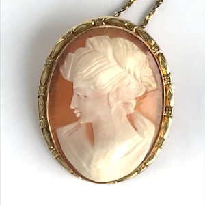 Vintage Cameo Brooch to Pendant, Carved Shell, 12K Gold Filled