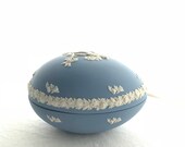 Wedgewood Jasperware Egg Trinket Box - Blue and White Porcelain - Engagement Ring Presentation