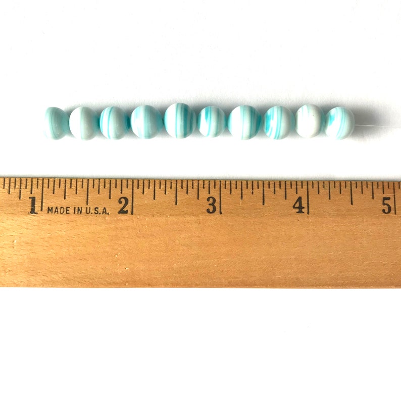 Vintage Milk Glass Beads in Turquoise Blue Swirl Jewelry Supply