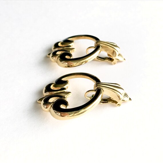 TRIFARI Earrings, Door Knocker Clip On Style, Gol… - image 7