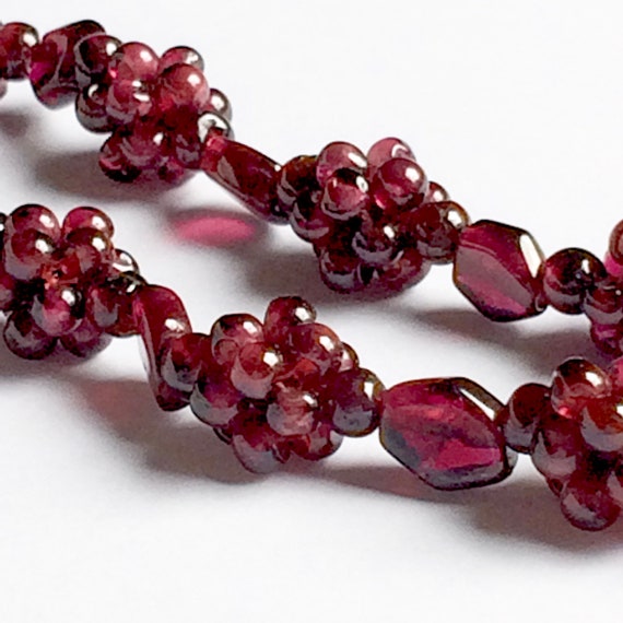 Vintage Beaded Garnet Necklace, Hippie Jewelry, G… - image 7