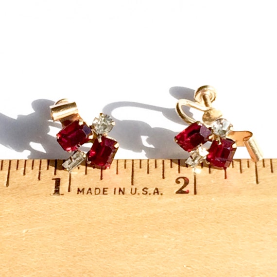 Vintage Red Earrings, Gold Filled Jewelry, Costum… - image 8