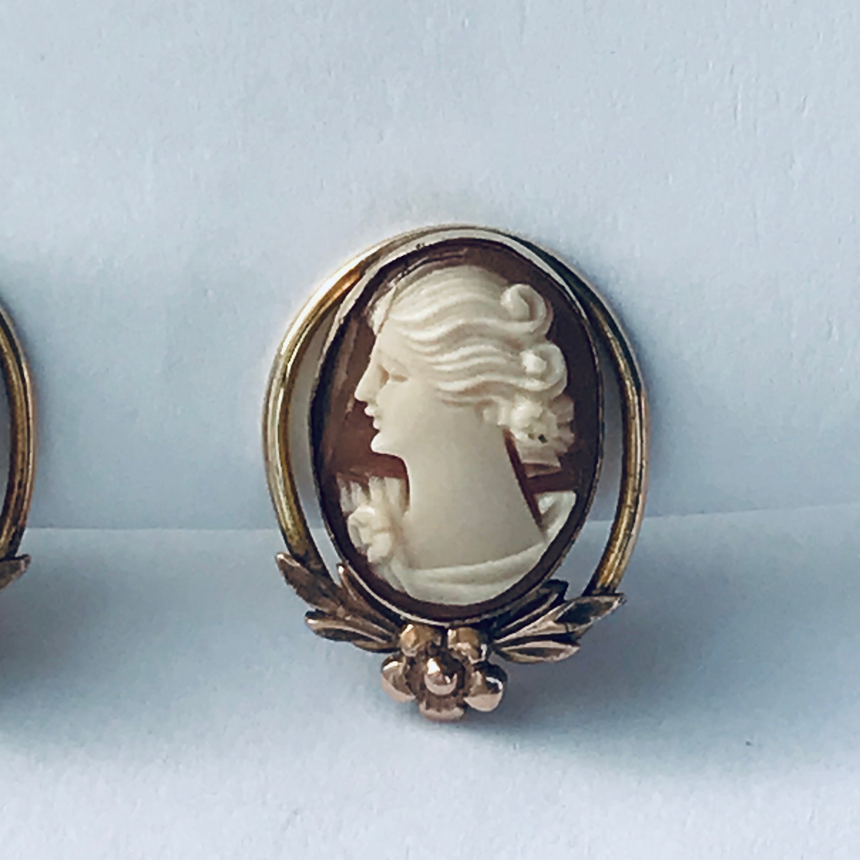 Vintage Cameo Earrings Hand Carved Shell in 12K Gold Filled | Etsy